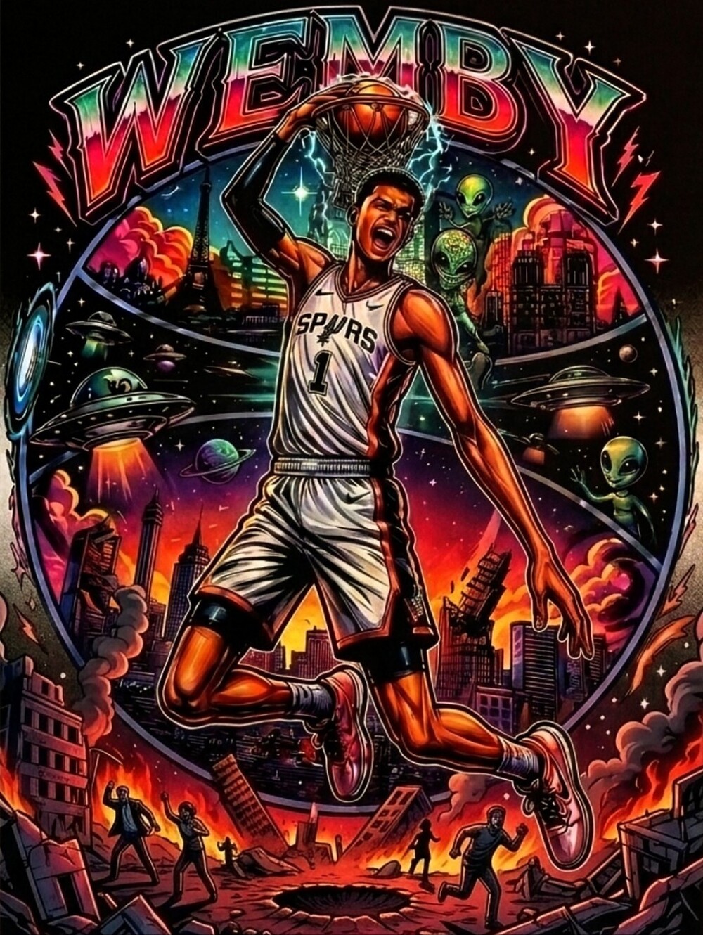 NEW! VICTOR WEMBANYAMA SPURS ULTRA GLOSSY 8.5x11 THE ALIEN ART BASKETBALL POSTER